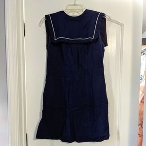 Vintage Retro Navy Sailor Collar Mini Dress Size 4-6